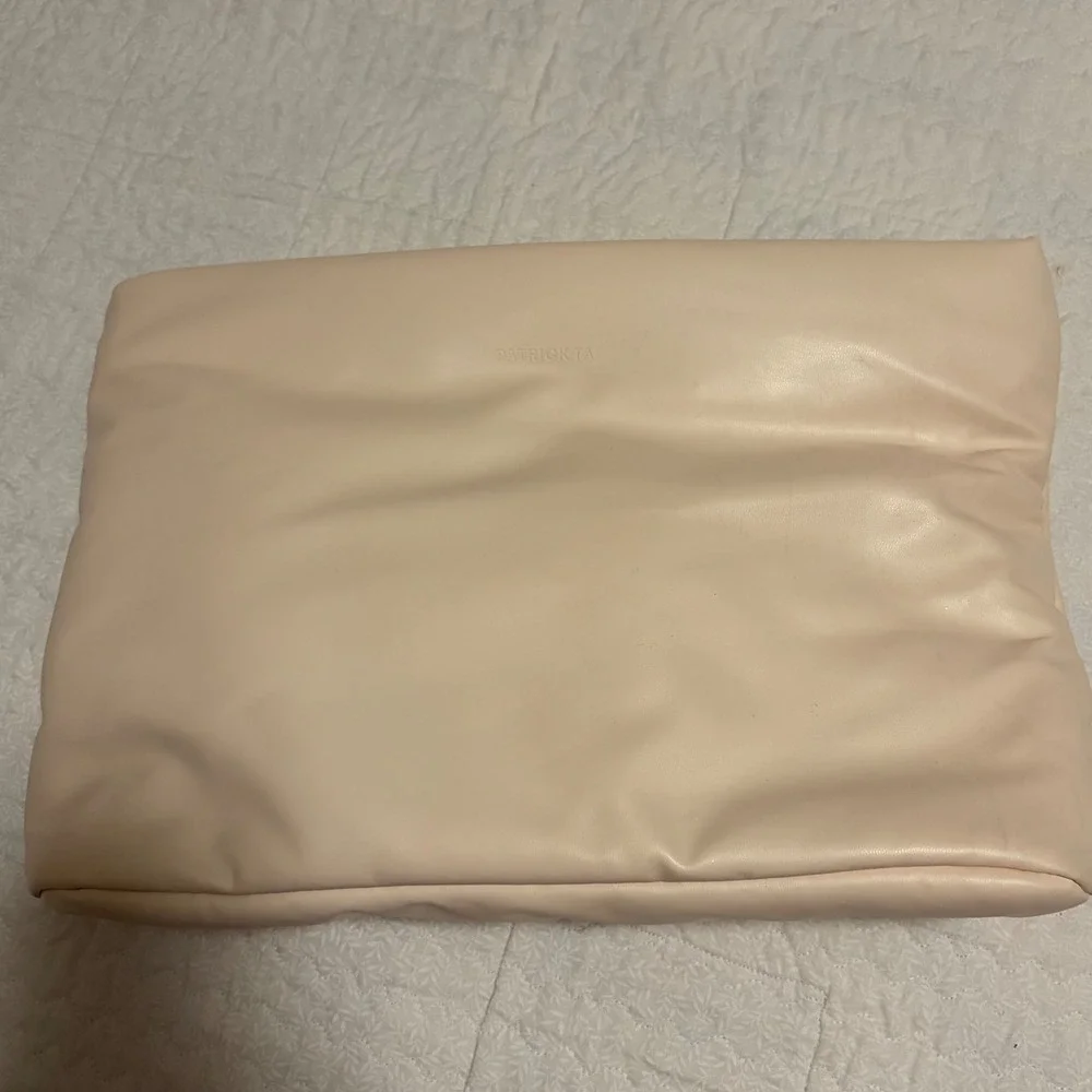 Patrick Ta Major Glow Makeup Bag Peach Vegan Leather Padded Oversized Pouch
